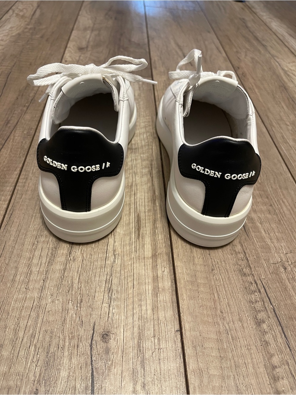 Golden Goose White Sneakers with Black Heel Patch